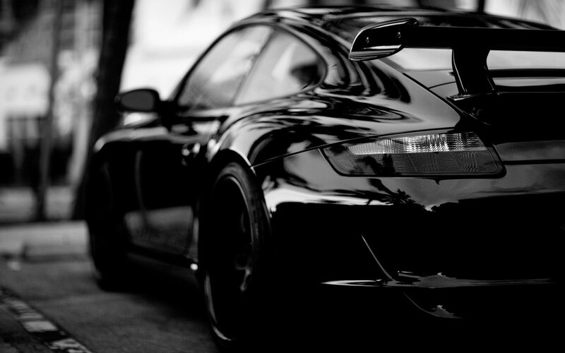 Black Sports Car — Dramatic, Photograph, Tree