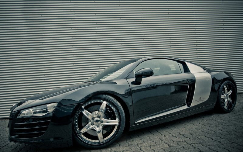 Black Sports Car — Dramatic, Photograph, Wall, Pavement