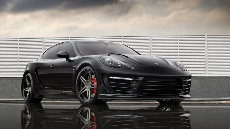 Black Sports Car — Dramatic, Photograph, Wall, Reflection