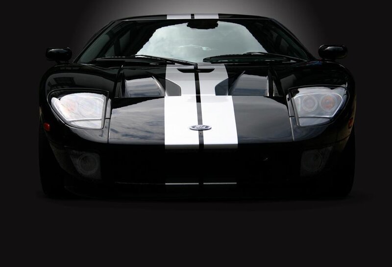 Black Sports Car — Dramatic, Photograph, White Stripes