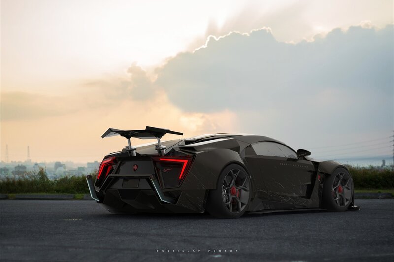 Black Sports Car — Dramatic, Sunset, 3d Render, City Skyline