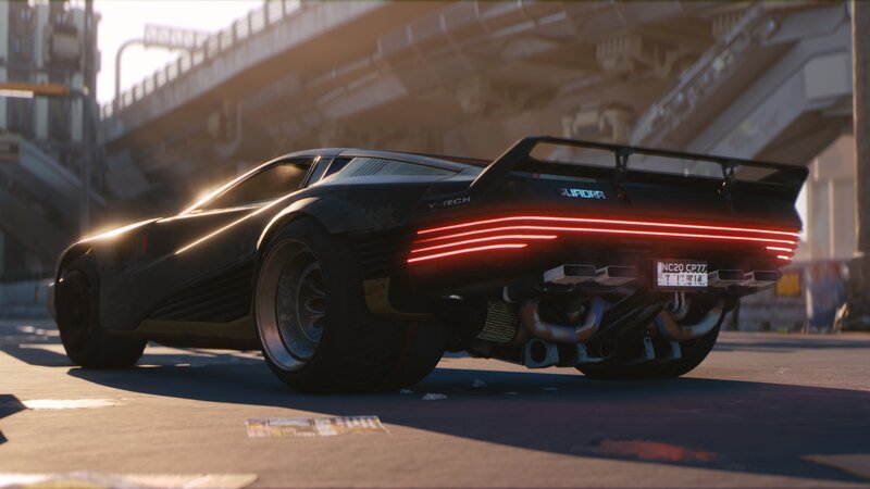 Black Sports Car — Dramatic, Sunset, 3d Render, Overpass