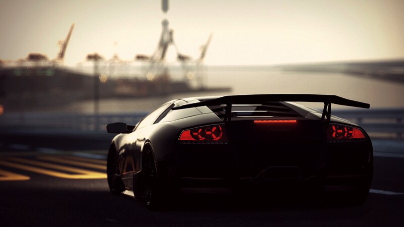 Black Sports Car — Dramatic, Sunset, 3d Render, Taillights