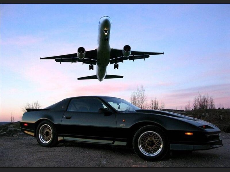 Black Sports Car — Dramatic, Sunset, Photograph, Airplane
