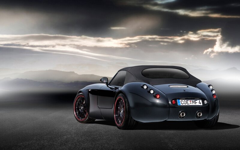 Black Sports Car — Dramatic, Sunset, Photograph, Mountains