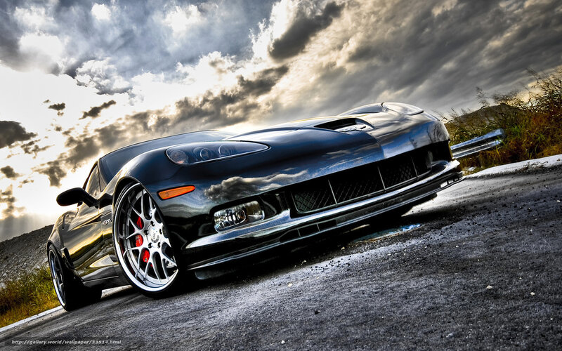 Black Sports Car — Dramatic, Sunset, Photograph, Road, Clouds