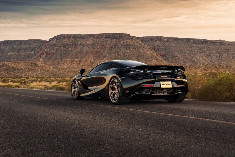 Black Sports Car — Dramatic, Sunset, Photograph, Road, Mountains, Desert