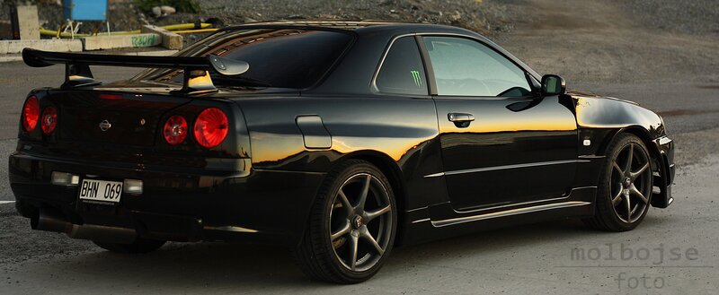 Black Sports Car — Dramatic, Sunset, Photograph, Tire