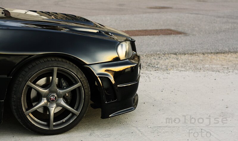 Black Sports Car — Dramatic, Sunset, Photograph, Wheel, Headlight