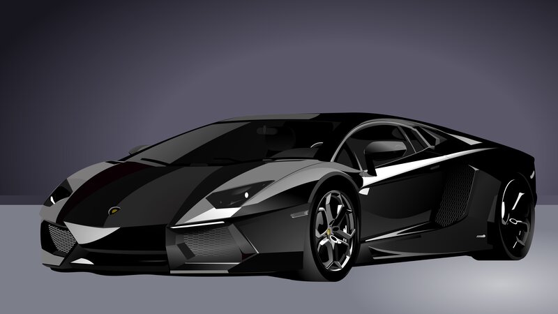 Black Sports Car — Dramatic, Vector Art
