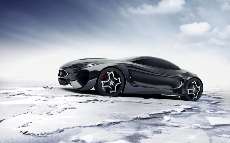 Black Sports Car — Dramatic, Winter, 3d Render