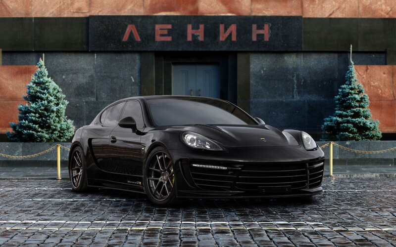 Black Sports Car — Dramatic, Winter, Photograph, Building