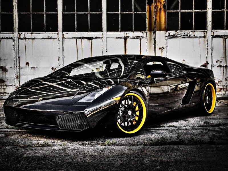 Black Sports Car — Dramatic, Yellow