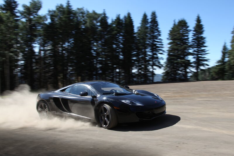 Black sports car drifting