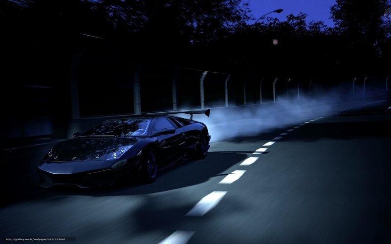 Black sports car drifting at night