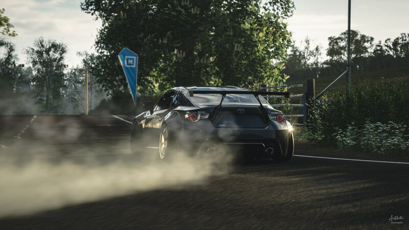 Black Sports Car Drifting — Dynamic, Afternoon, 3d Render