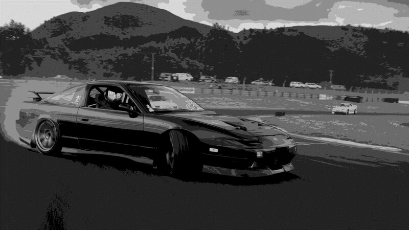 Black Sports Car Drifting — Dynamic, Illustration