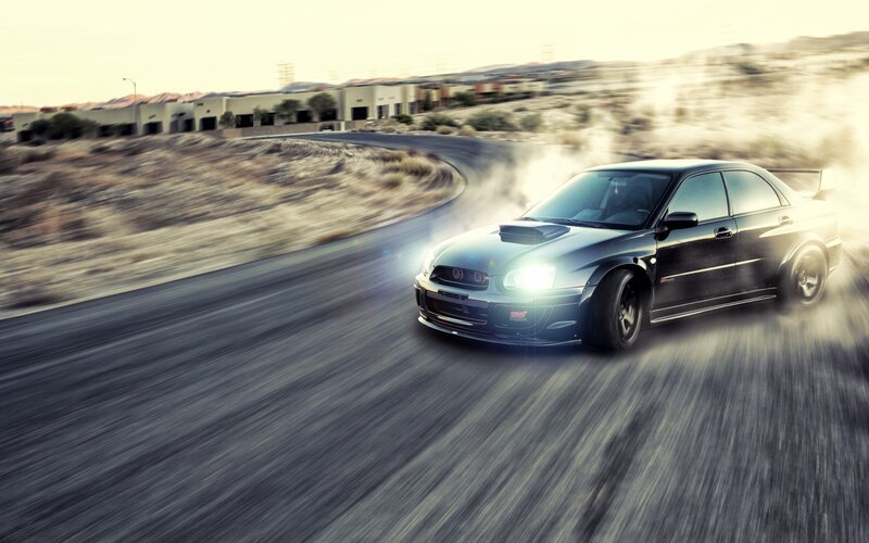 Black Sports Car Drifting — Gray