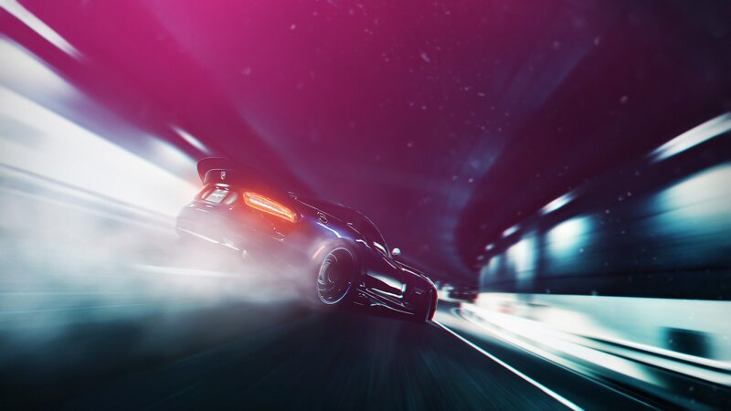 Black Sports Car Drifting — Purple