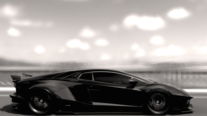 Black Sports Car — Dynamic, 3d Render, Sky