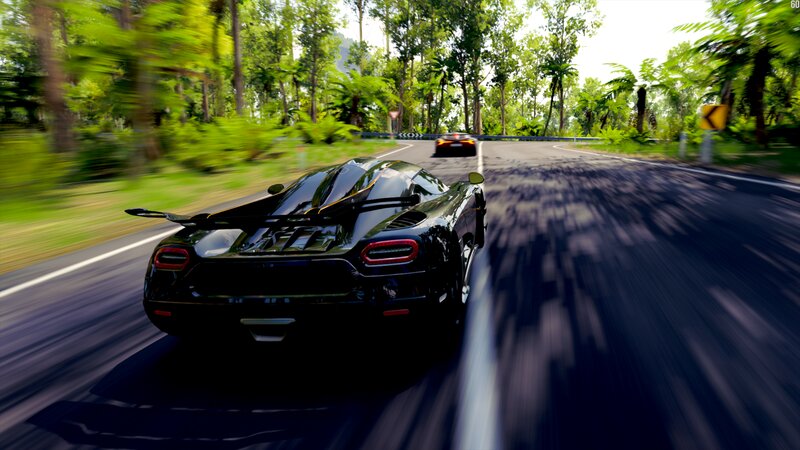 Black Sports Car — Dynamic, Afternoon, 3d Render, Road, Trees