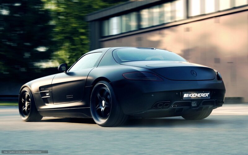 Black Sports Car — Dynamic, Afternoon, Photograph, Building, Trees, Road