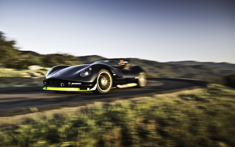 Black Sports Car — Dynamic, Afternoon, Photograph, Driver, Road, Hills