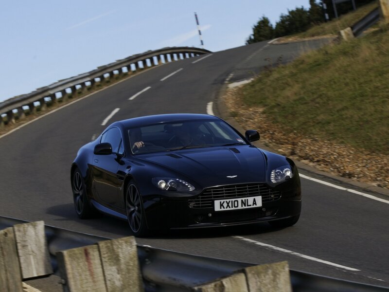 Black Sports Car — Dynamic, Afternoon, Photograph, Road, Guardrail, Hill