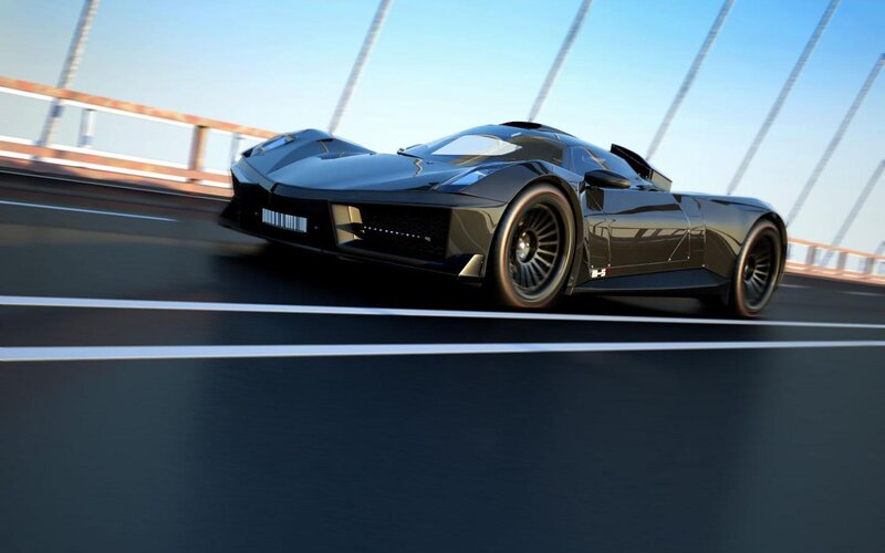 Black Sports Car — Dynamic, Afternoon