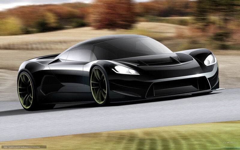 Black Sports Car — Dynamic, Autumn, 3d Render