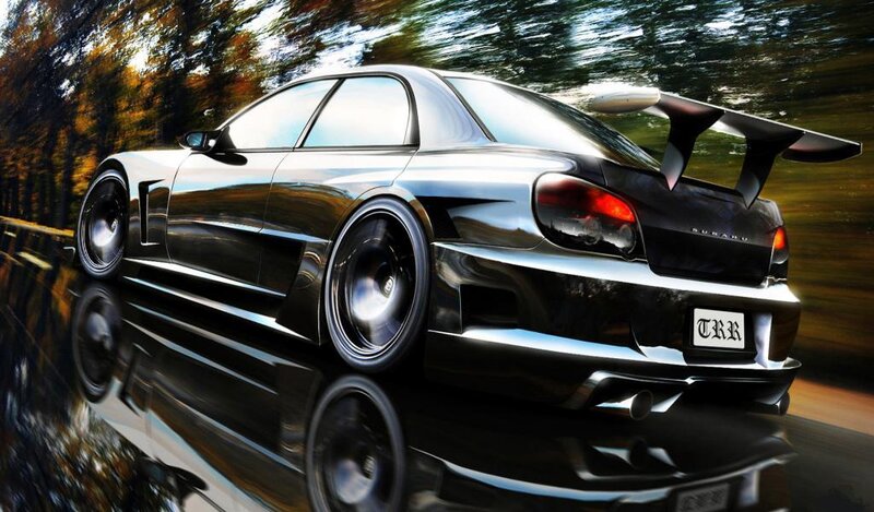 Black Sports Car — Dynamic, Autumn, Digital Art