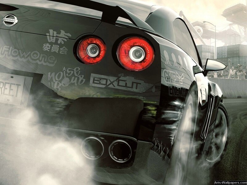 Black Sports Car — Dynamic, Digital Art, Smoke