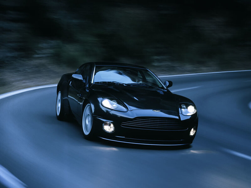 Black Sports Car — Dynamic, Night, Photograph, Road, Headlights, Blue