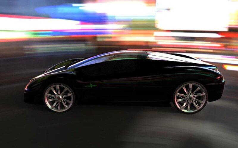 Black Sports Car — Dynamic, Night