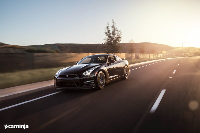 Black Sports Car — Dynamic, Sunset, Photograph, Road, Hills