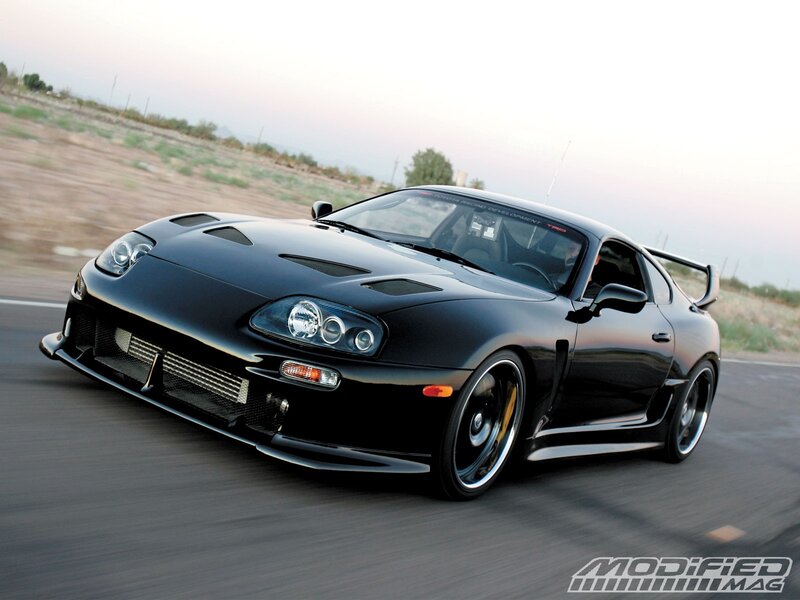 Black Sports Car — Dynamic, Sunset, Photograph, Road, Wings