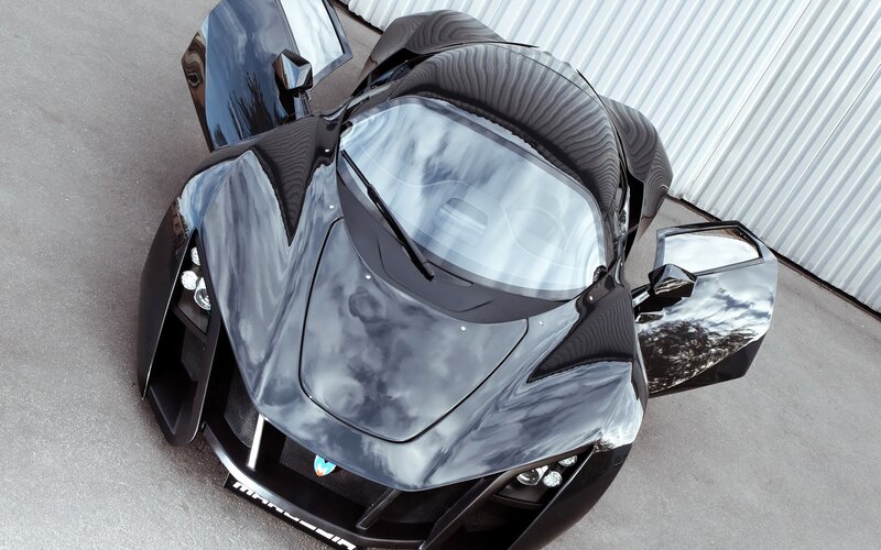 black sports car from above