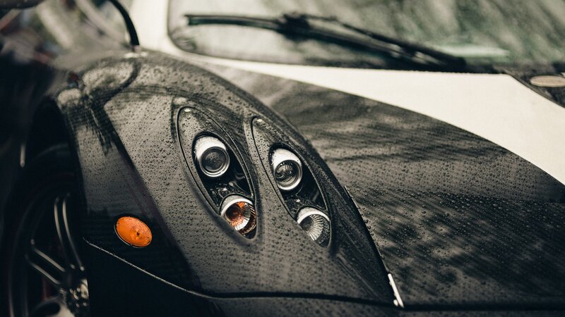 Black Sports Car Front — Dramatic, Photograph