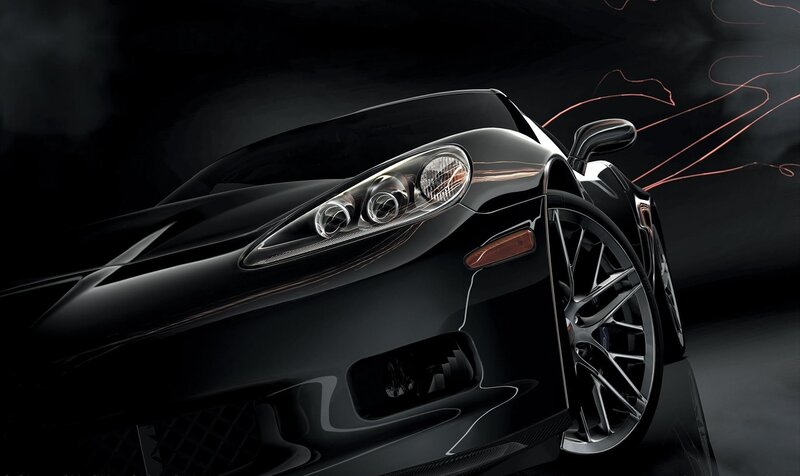 Black sports car front view