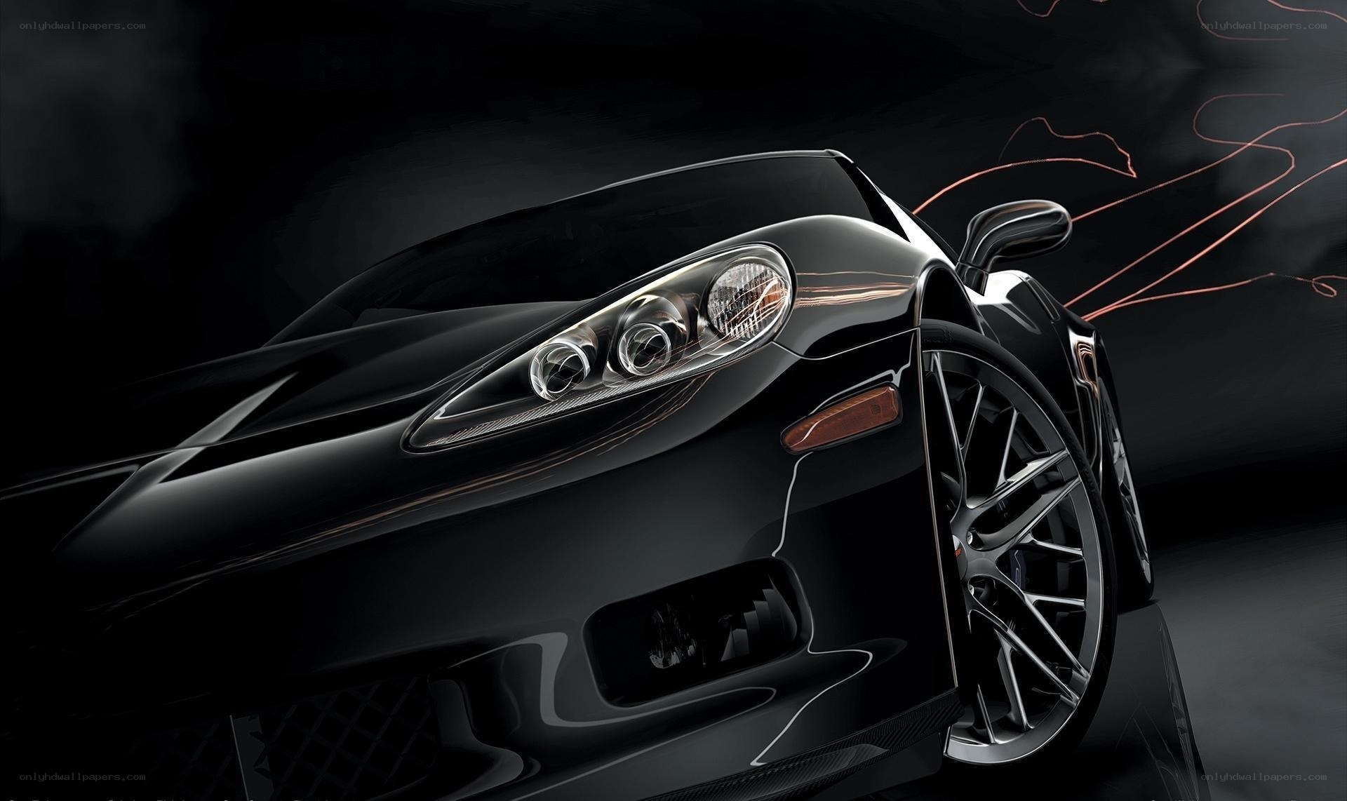 Black sports car front view