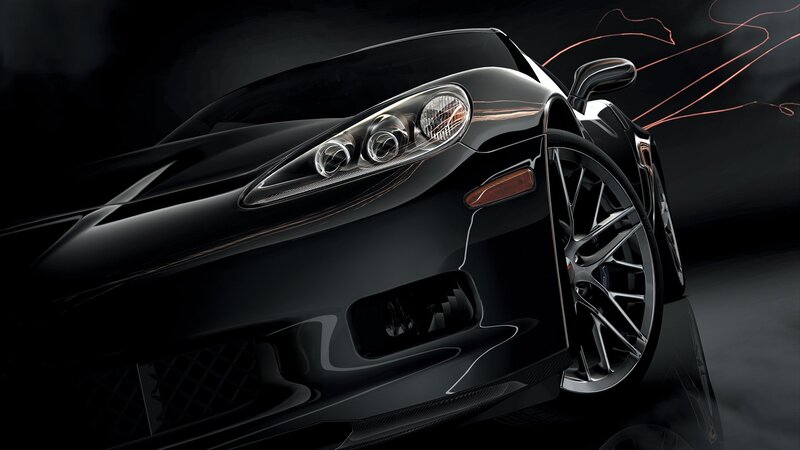 black sports car front view