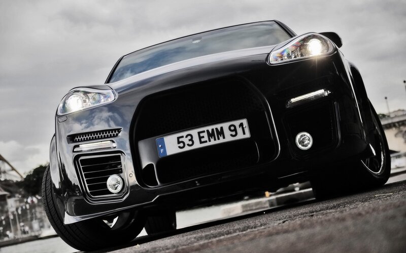 black sports car front view
