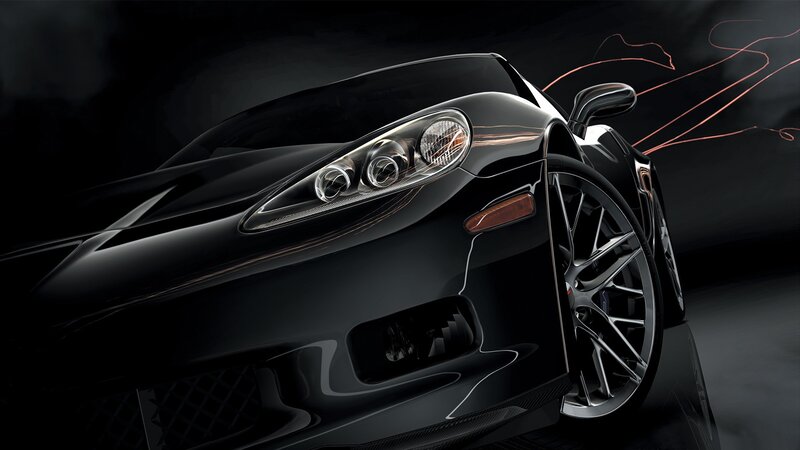 black sports car front view