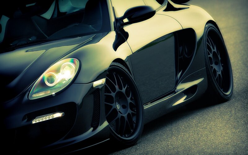 black sports car front view