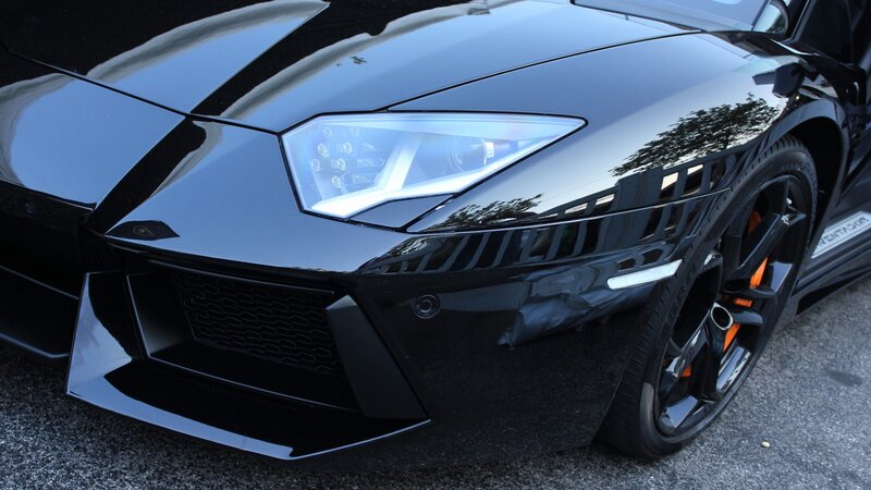 black sports car front view
