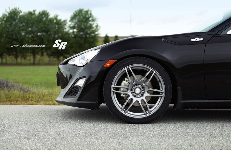 Black sports car front wheel
