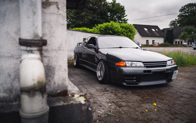 Black Sports Car — Gray, Calm, Afternoon, Photograph, Wall