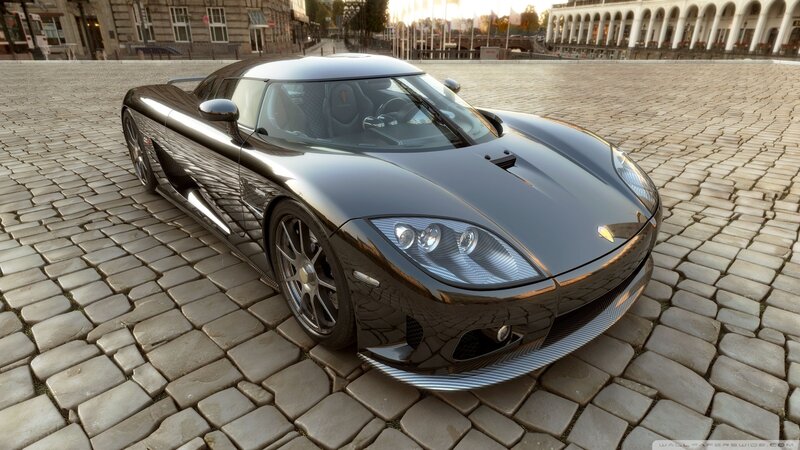 Black Sports Car — Gray, Calm, Sunset