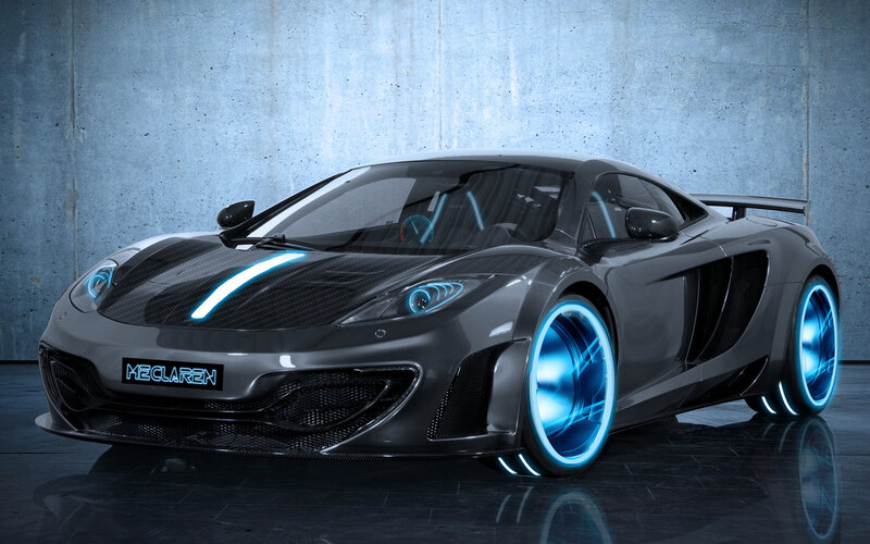 Black Sports Car — Gray, Dramatic, 3d Render, Carbon Fiber