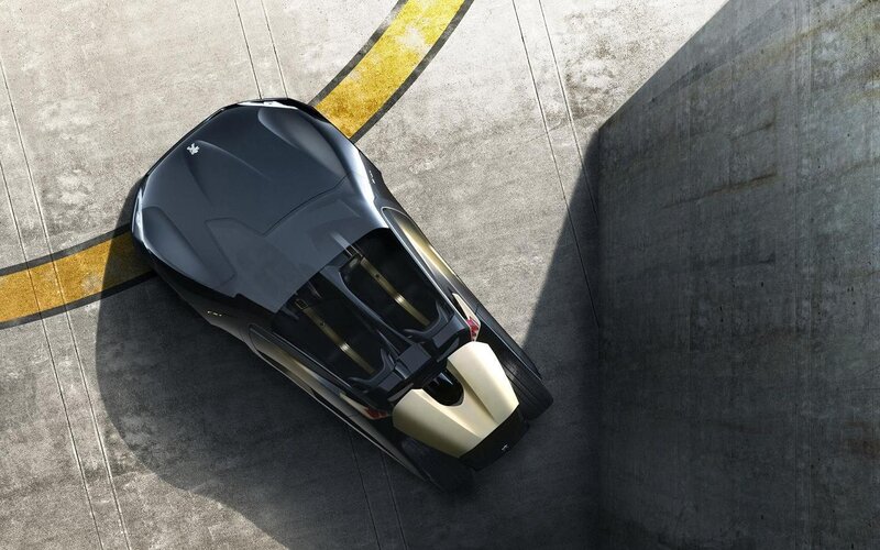 Black Sports Car — Gray, Dramatic, 3d Render, Concrete Floor